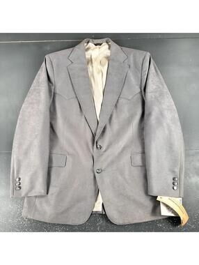 VTG Pagano West Blazer Men 48L Silver Sueded Poly Western Rockabilly USA NWT